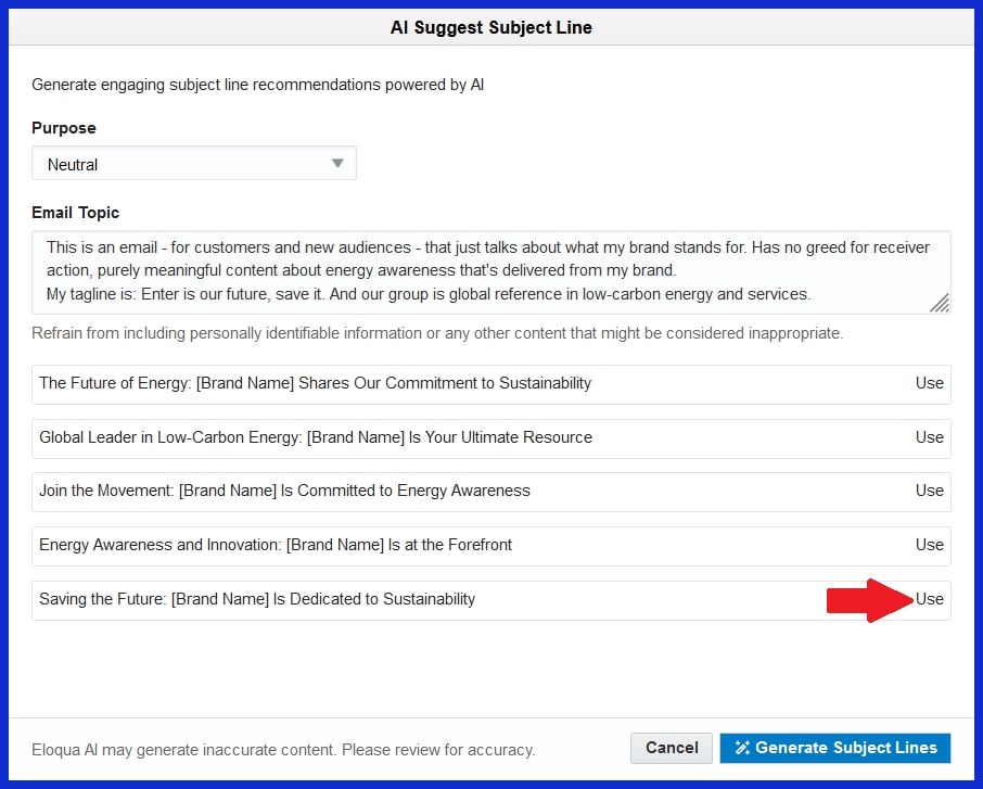 Subject Line Generation