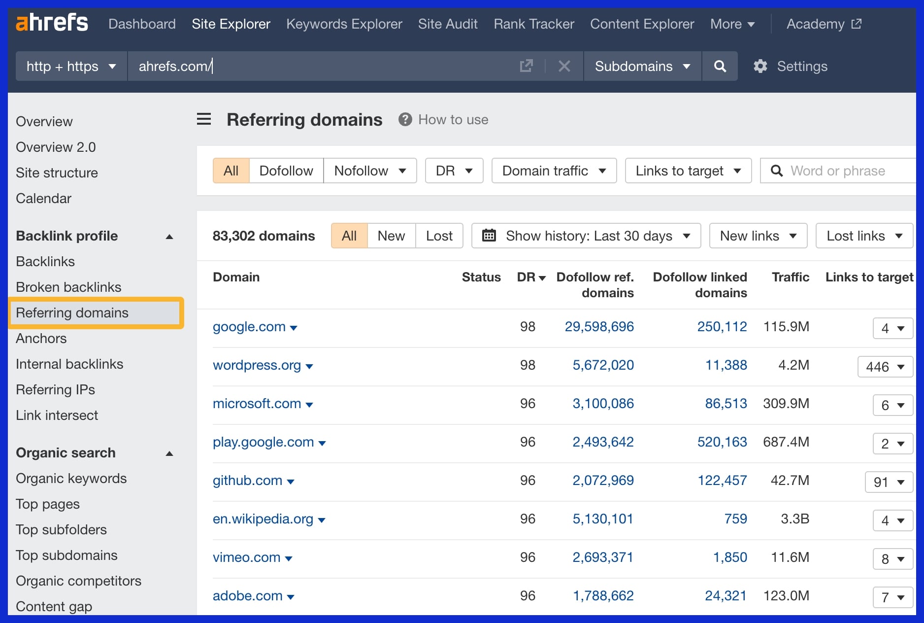 Check Referring Domains and Authority