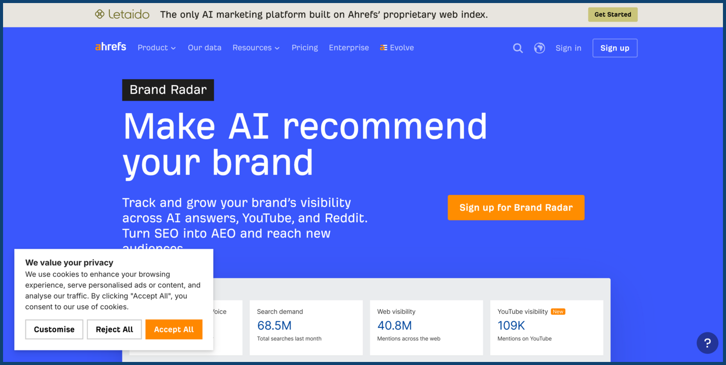Ahrefs Brand Radar