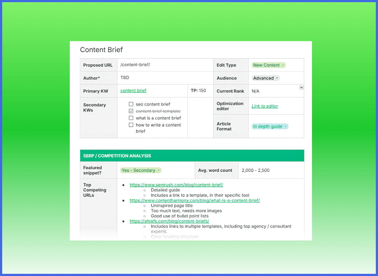 Workflow 4: Build a Content Brief